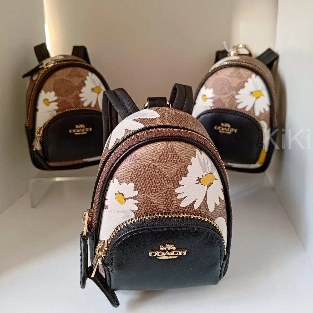 Coach Mini Court Backpack Bag Charm In Signature Canvas With Floral Print CZ602 Coach Mini Court Backpack Bag Charm In Signature Canvas With Floral Print CZ602
